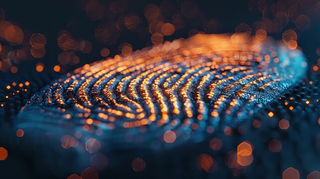 Concept of digital biometric security  fingerprint scanning system in 3d rendering