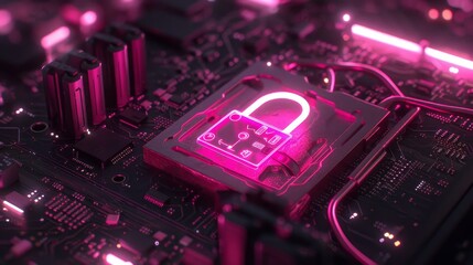 3d rendering of a digital padlock representing cybersecurity and personal data protection concepts