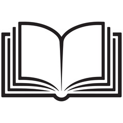 Open book icon symbol representing knowledge learning and education