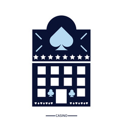 Casino building with card suit symbols and glowing blue accents, Casino icon