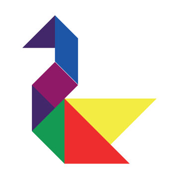 Bird. Colorful shapes tangram puzzle. Fun entertainment sets.