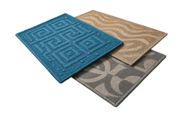 Water-resistant synthetic fiber mats, ideal for apartment balconies.