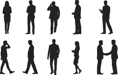 Human silhouette poses, standing figures, body language, gesture icons, communication design, vector illustration, interaction concept, flat vector illustration