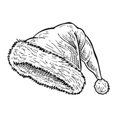 santa claus hat christmas vector hand drawn illustration