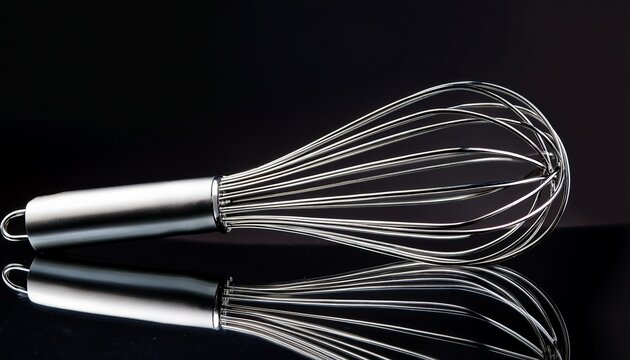 this stainless steel whisk features a sleek design with elegant curves ideal for mixing and blending ingredients in various culinary tasks enhancing kitchen efficiency and style