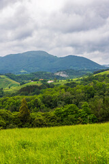 Naklejka premium Panoramic View of the Verdant Hills Between Deba and Zumaia
