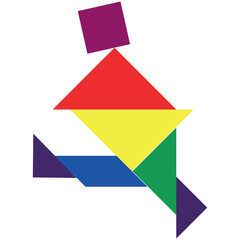 Man. Colorful shapes tangram puzzle. Fun entertainment sets.