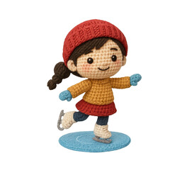 PNG Cute crocheted ice-skating doll