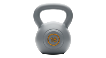 Gray kettlebell isolated on transparent background