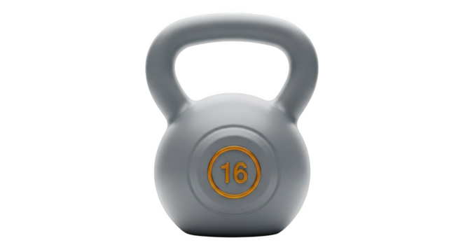 Gray kettlebell isolated on transparent background