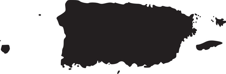 Obraz premium Puerto Rico Map and Silhouette Shape Caribbean Island