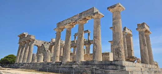 Fototapeta premium The Temple of Aphaia, is an Ancient Greek temple located within a sanctuary complex dedicated to the goddess Aphaia on the island of Aegina, which lies in the Saronic Gulf.