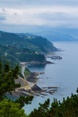 Panoramic View of the Flysch on a Cloudy Day from the Hills Above Deba