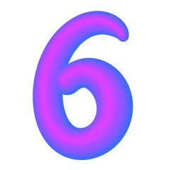 Colorful 3D number in purple and pink on transparent background. Perfect for neon design, posters, social media posts and holiday design.