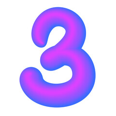 Colorful 3D number in purple and pink on transparent background. Perfect for neon design, posters, social media posts and holiday design.