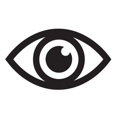 Stylized black eye icon representing vision and sight isolated on transparent background
