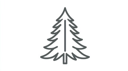 Obraz premium Minimalist gray outline drawing of a pine tree, a simple conifer on white
