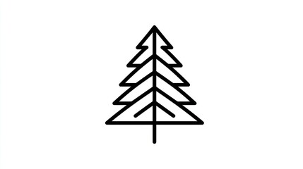 Obraz premium Stylized evergreen tree silhouette with layered branches on white background