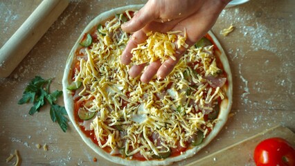 Cooking a pizza at home