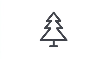 Simple, minimalist outline of a Christmas tree, dark lines on a blank, white backdrop