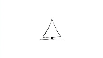 Simple, minimalist doodle of a fir tree, isolated on a white background