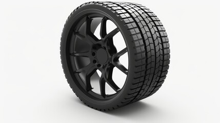 Obraz premium 3d render of a car wheel isolated on a clean white background for automotive design display