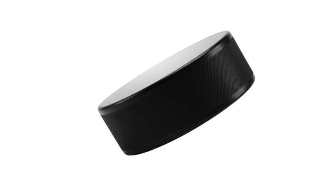 Black hockey puck isolated on transparent background