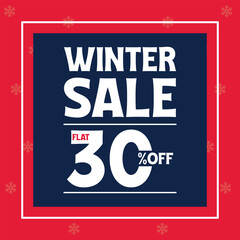 Winter Sale Flat 30% Off Banner - Seasonal Shopping Discount Graphic