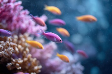 Fototapeta premium tropical fish swimming in coral reef, colorful underwater world