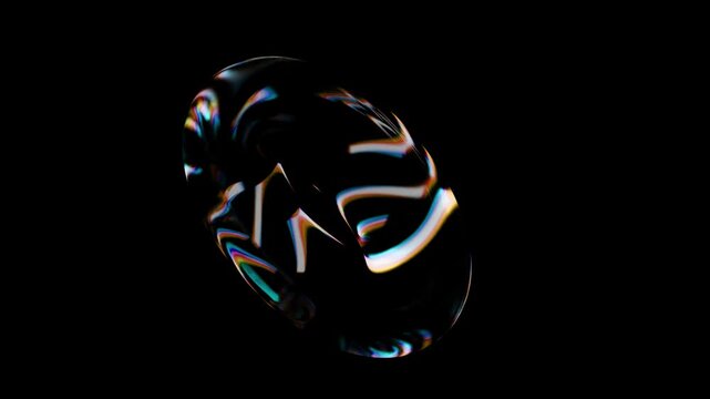 A glass bowl with distorted light reflections on a dark background displaying chromatic aberration