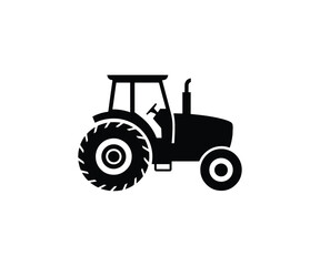 Black tractor silhouette icon for agriculture and farm design