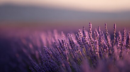 Fototapeta premium lavender field at golden hour
