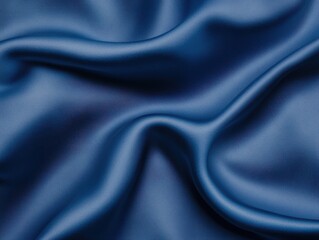 Fototapeta premium A smooth blue fabric surface with gentle waves flowing across it displays a subtle texture. Smooth blue fabric drapes softly in gentle waves creating a rich texture.