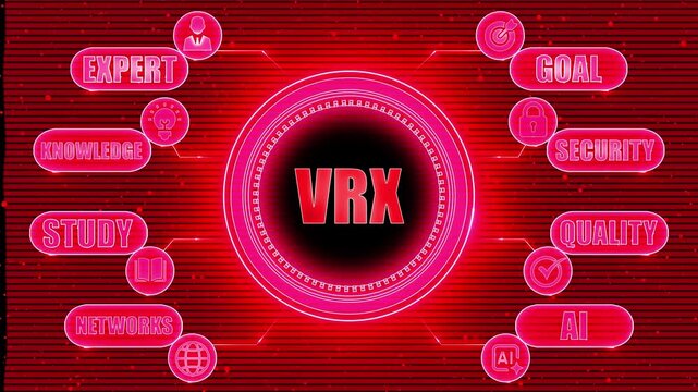 VRX Concept with Icons for Expert Knowledge Study Security AI and Goal Achievement virtual reality