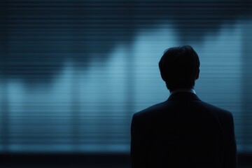 man in suit looking at stock ticker wall, professional trading environment