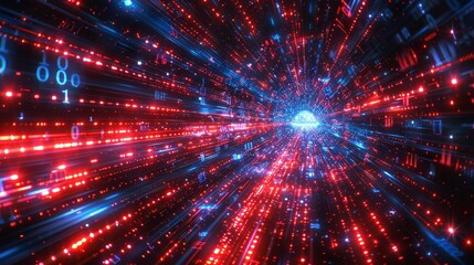 Understanding internet communication  big data and digital information in 3d binary code