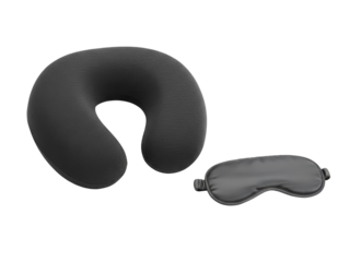 Travel Neck Pillow with Eye Mask Sleep Accessory on Transparent Background