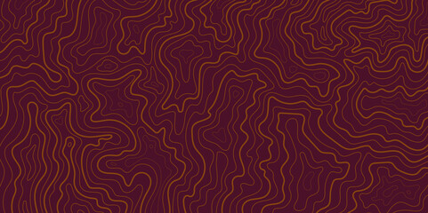 Abstract topographic pattern with bold burgundy and gold contours