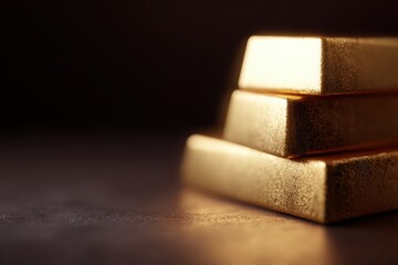 gold bars stacked with glowing light, investment and stability