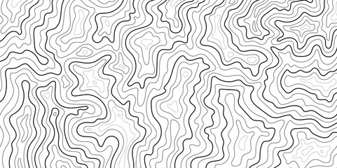 Abstract topographic contour lines map design in black and white
