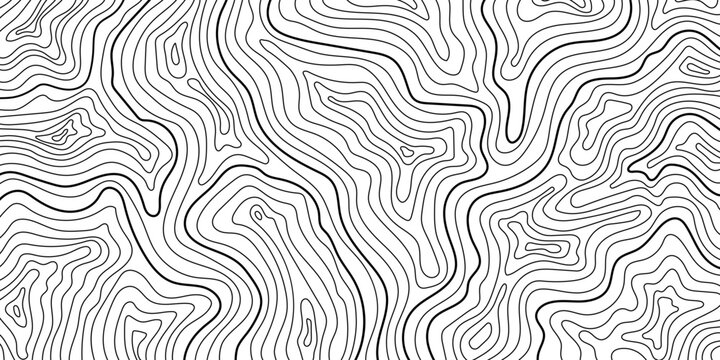 Abstract topographic contour lines map design in black and white