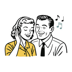 PNG Retro couple enjoying music
