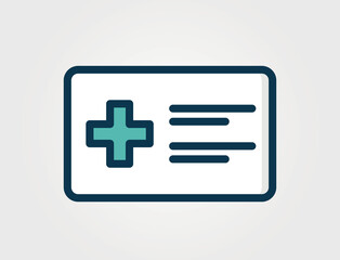 Obraz premium Medical card icon. Patient document. Isolated vector color image. Hand drawn original illustration.