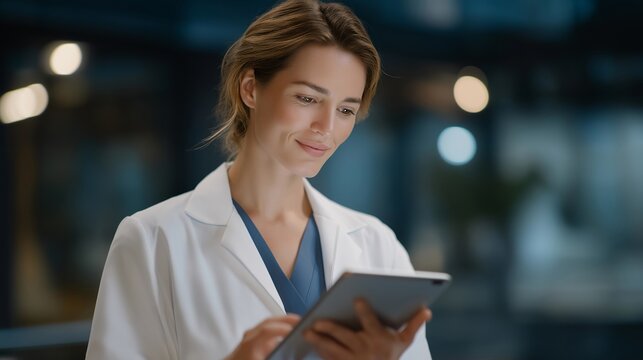 Researcher comparing holographic medical charts from mobile health device, emotion of concentration visible, representing data visualization in telemedicine, AI analytics, and digital healthcare