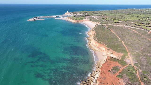 vista a&eacute;rea de la cala del aceite en Conil de la Frontera, Espa&ntilde;a