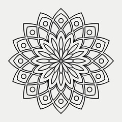 Intricate Adult Floral Coloring Book Style Elegant Symmetrical Mandala Line Art for Coloring Pages