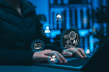 Artificial intelligence in healthcare concept. AI integration with medical technology, data analysis, and innovation for smart diagnostics, healthcare management and digital transformation in medicine