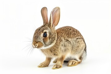 Obraz premium Bunny's Quiet Stance: A charming rabbit with soft fur and curious eyes sits poised, showcasing its delicate features.