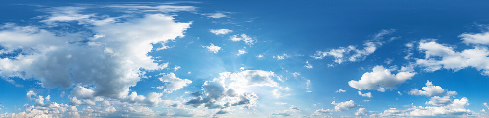 clear blue sky. Seamless hdri panorama 360 degrees angle view with zenith for use in 3d graphics or game development as sky dome or edit drone shot