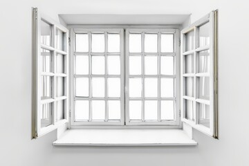 Fototapeta premium Architectural Clarity: A bright, classic window frames the world, inviting light and serenity indoors, a vision of structure and design.